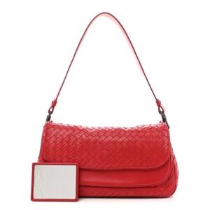 Bottega Veneta Nappa Intrecciato Red Leather Shoulder Bag